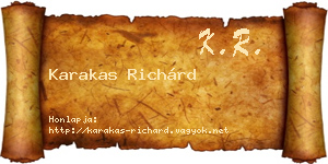 Karakas Richárd névjegykártya